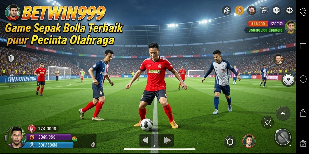 Screenshot BETWIN999 menunjukkan aksi seru dalam permainan sepak bola.