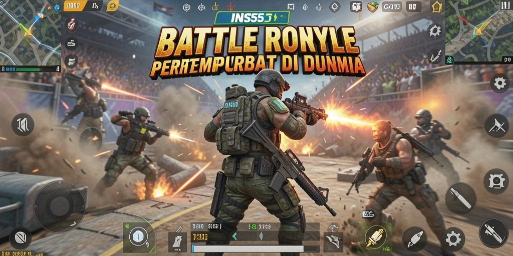 Screenshot INS55 menampilkan aksi mendebarkan dalam pertarungan Battle Royale.