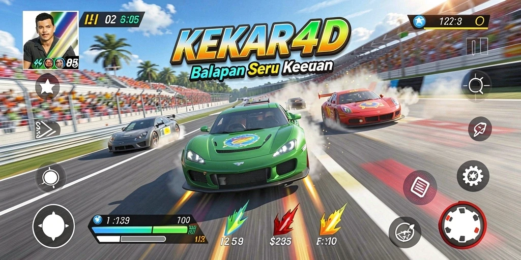 Tampilan seru balapan di KEKAR4D dengan grafis menarik.