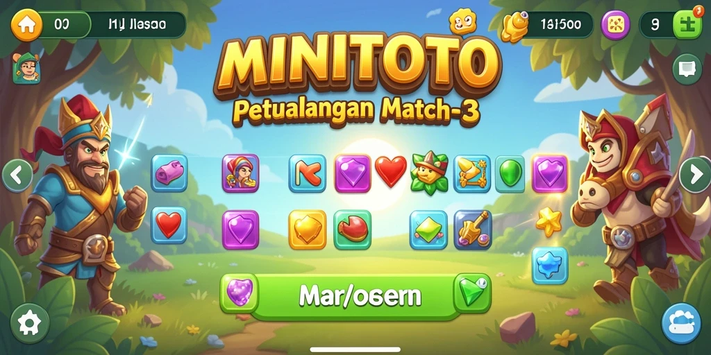 Tampilan gameplay seru MINITOTO di level Match-3.