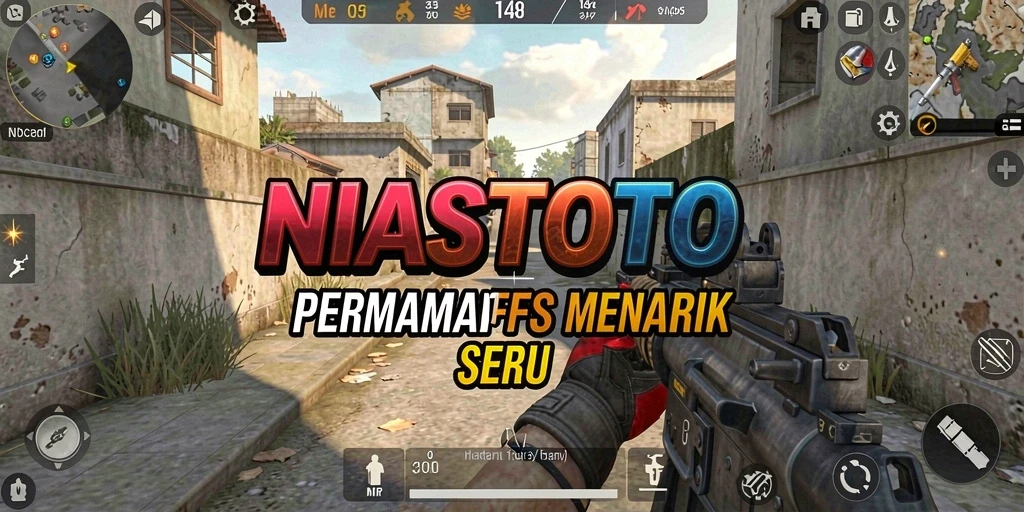 Screenshot gameplay NIASTOTO menampilkan aksi tembak-tembakan yang seru.