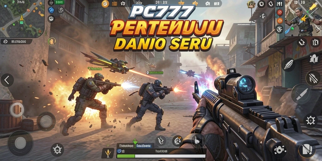 Tangkapan layar dari gameplay PC777 yang menunjukkan aksi tembak-menembak seru.