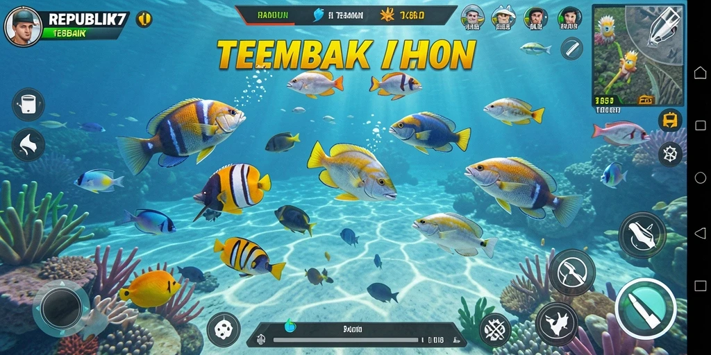 Tampilan gameplay yang seru dalam REPUBLIK77 dengan aksi menembak ikan.