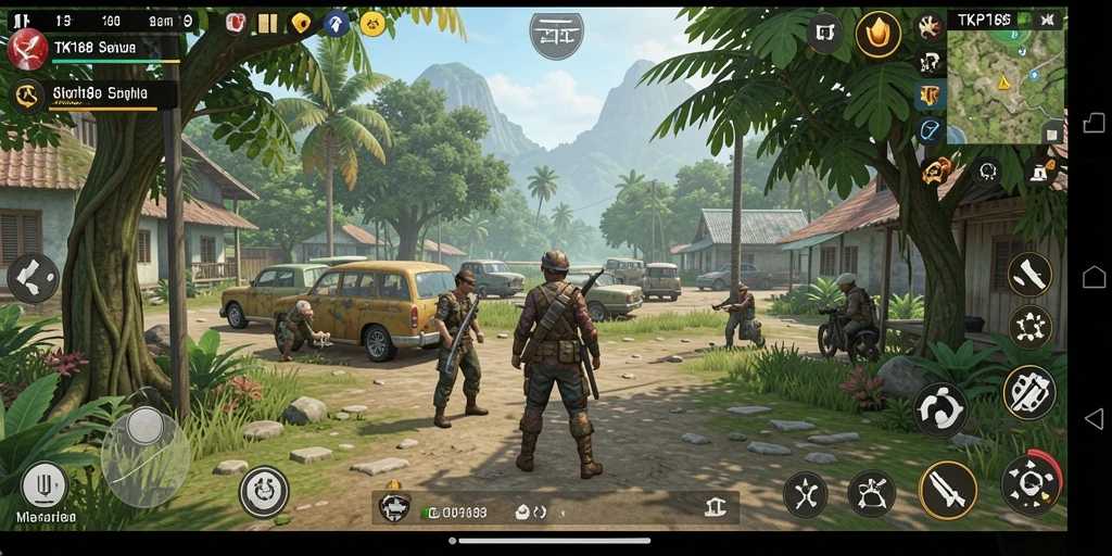 Tampilan gameplay TKP188 dengan karakter berinteraksi di dunia virtual.