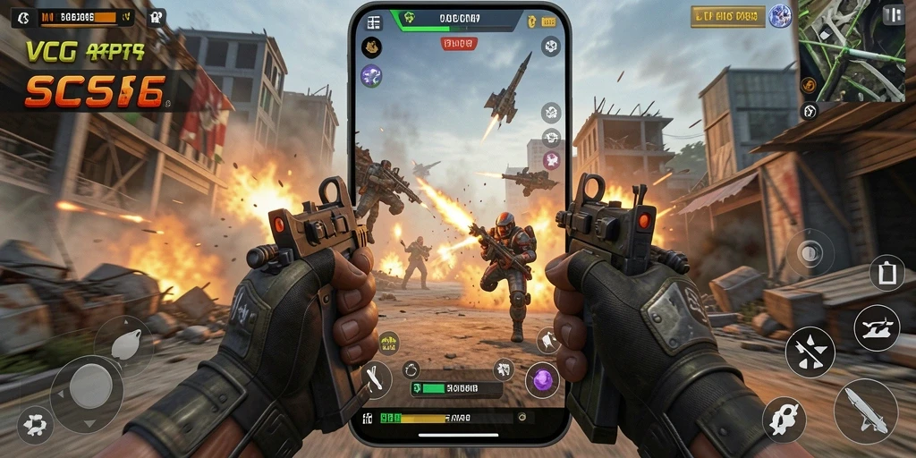 Screenshot VC55 menampilkan momen seru dalam gameplay TPS.