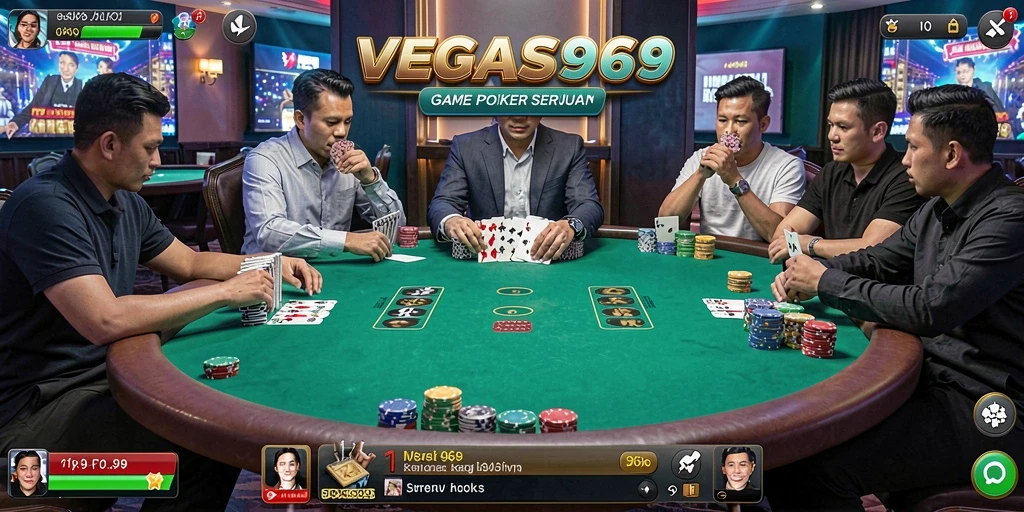 Tampilan seru gameplay poker di VEGAS969 yang menegangkan.